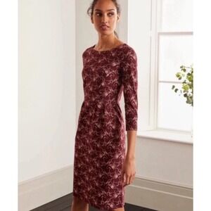 Boden Penny Dress Horse Print Sheath Pencil Knee Length 3/4 Sleeve Red Size‎ 6